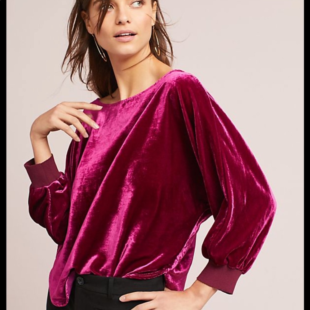 Anthropologie Maeve Carmen Velvet Top